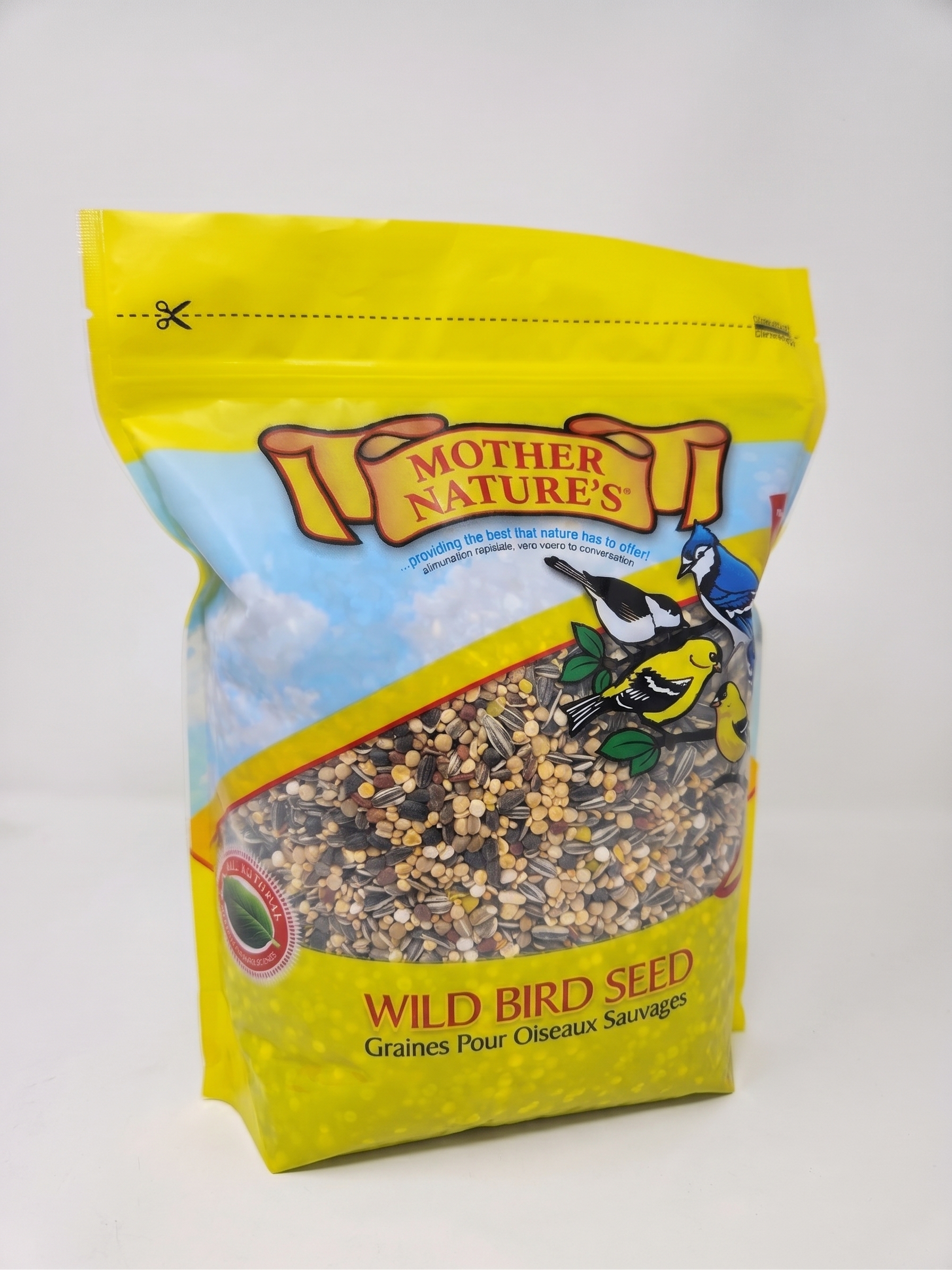 MDOPE mono-material wild bird seed bag — Mother Nature's brand, manufactured by Friesen Plastics
